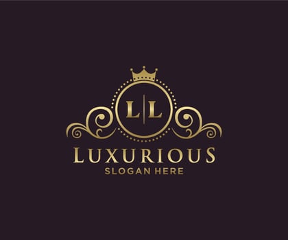 Initial LL Letter Royal Luxury Logo template in vector art for Restaurant, Royalty, Boutique, Cafe, Hotel, Heraldic, Jewelry, Fashion and other vector illustration.