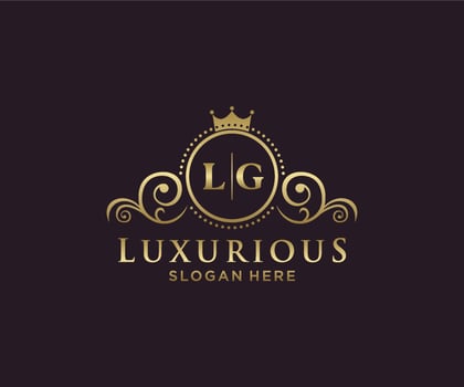 Initial LG Letter Royal Luxury Logo template in vector art for Restaurant, Royalty, Boutique, Cafe, Hotel, Heraldic, Jewelry, Fashion and other vector illustration.