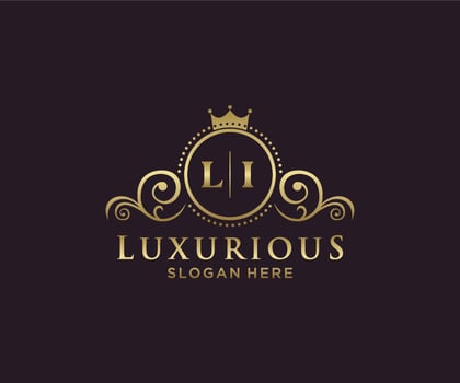 Initial LI Letter Royal Luxury Logo template in vector art for Restaurant, Royalty, Boutique, Cafe, Hotel, Heraldic, Jewelry, Fashion and other vector illustration.