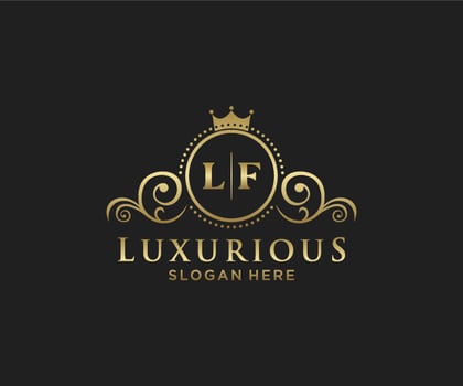 Initial LF Letter Royal Luxury Logo template in vector art for Restaurant, Royalty, Boutique, Cafe, Hotel, Heraldic, Jewelry, Fashion and other vector illustration.