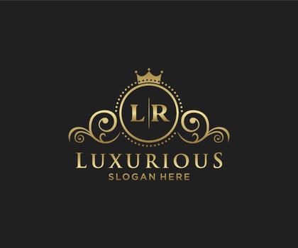 Initial LR Letter Royal Luxury Logo template in vector art for Restaurant, Royalty, Boutique, Cafe, Hotel, Heraldic, Jewelry, Fashion and other vector illustration.