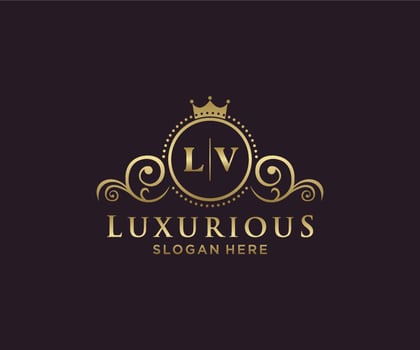 Initial LV Letter Royal Luxury Logo template in vector art for Restaurant, Royalty, Boutique, Cafe, Hotel, Heraldic, Jewelry, Fashion and other vector illustration.