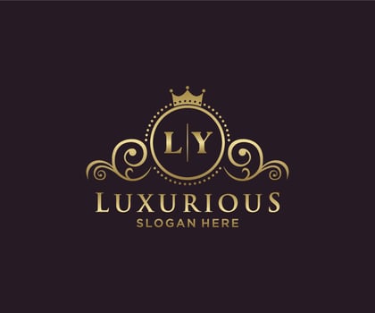 Initial LY Letter Royal Luxury Logo template in vector art for Restaurant, Royalty, Boutique, Cafe, Hotel, Heraldic, Jewelry, Fashion and other vector illustration.