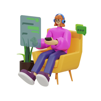 3d illustration chatting when sitting in the sofa png