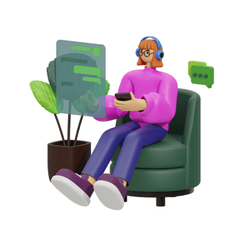 3d illustration chatting when sitting in the sofa png
