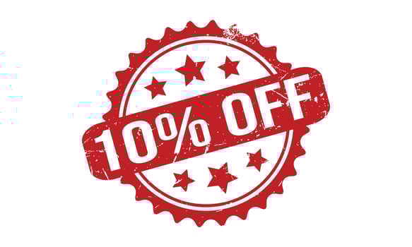 10 Percent Off Rubber Stamp. Red 10 Percent Off Rubber Grunge Stamp Seal Vector Illustration