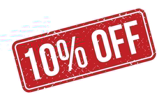 10 Percent Off Rubber Stamp. Red 10 Percent Off Rubber Grunge Stamp Seal Vector Illustration