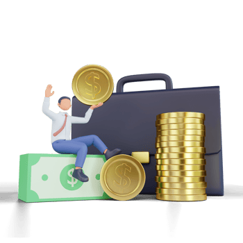 3d illustration successful bussinesman or investor presenting stack of money png