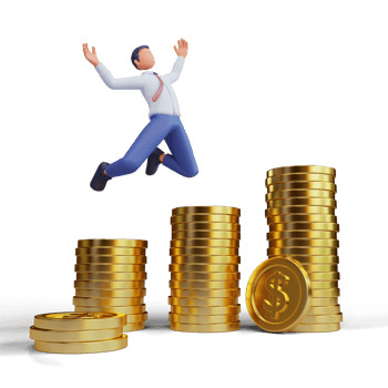 3d illustration successful bussinesman or investor presenting stack of money png