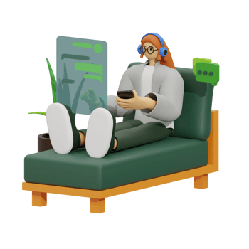 3d illustration chatting when sitting in the sofa png
