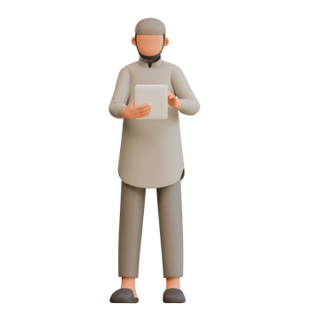 Muslim man Teacher Cartoon 3d Illustration png