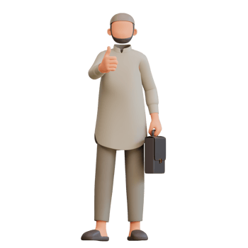 Muslim man Teacher Cartoon 3d Illustration png