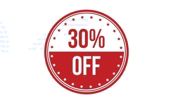 30 Percent Off Rubber Stamp. Red 30 Percent Off Rubber Grunge Stamp Seal Vector Illustration - Vector