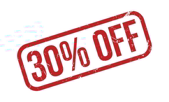 30 Percent Off Rubber Stamp. Red 30 Percent Off Rubber Grunge Stamp Seal Vector Illustration - Vector