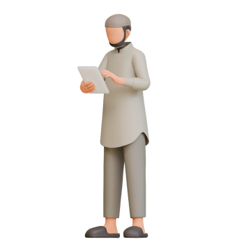 Muslim man Teacher Cartoon 3d Illustration png