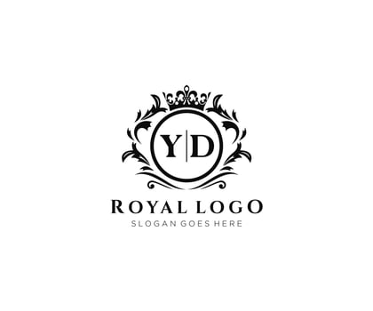 Initial YD Letter Luxurious Brand Logo Template, for Restaurant, Royalty, Boutique, Cafe, Hotel, Heraldic, Jewelry, Fashion and other vector illustration.