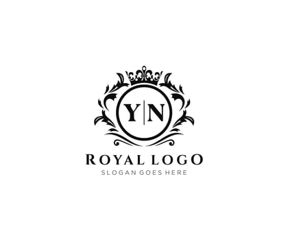 Initial YN Letter Luxurious Brand Logo Template, for Restaurant, Royalty, Boutique, Cafe, Hotel, Heraldic, Jewelry, Fashion and other vector illustration.