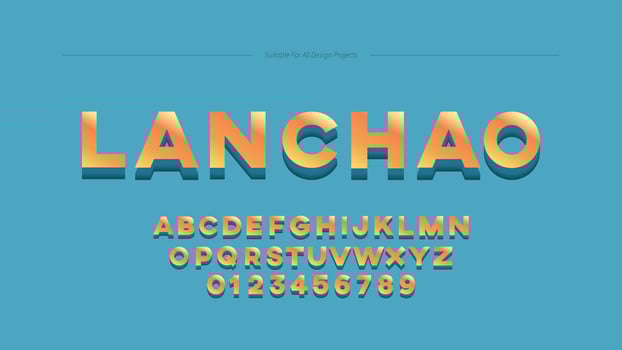 Bright Orange Bold Abstract Gradient Text Effect Font. Cute Pastel Style Alphabet Letters vector