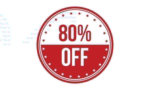 80 Percent Off Rubber Stamp. Red 80 Percent Off Rubber Grunge Stamp Seal Vector Illustration - Vector