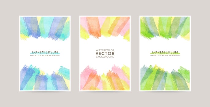 watercolor vector colorful frames set. saturated brush linework