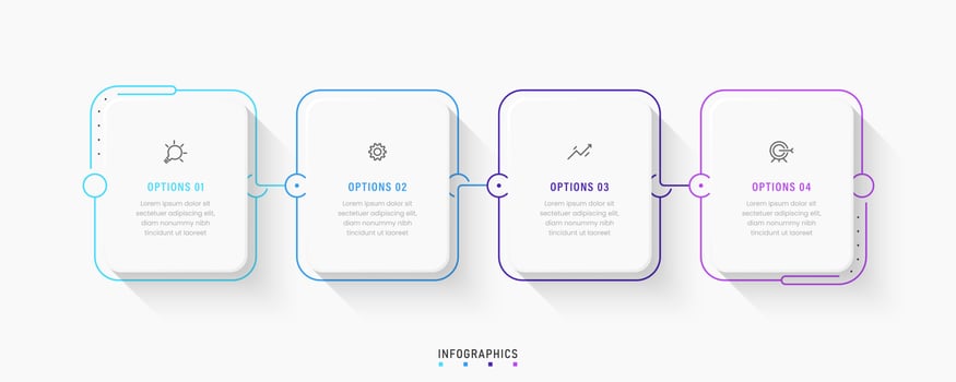 Vector Infographic label design template with icons and 4 options or steps. Can be used for process diagram, presentations, workflow layout, banner, flow chart, info graph.