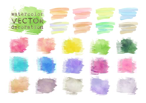 watercolor vector colorful stroke decoration set