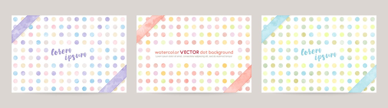 Set of colorful vector watercolor backgrounds with white space for text. Set of cards for wedding, greetings, birthday. backgrounds for web banners design.