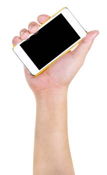 Human hand holding blank mobile smart phone png