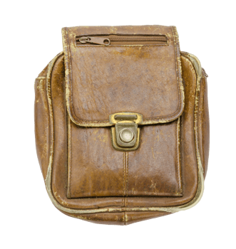 old leather haversack  isolated on white background png