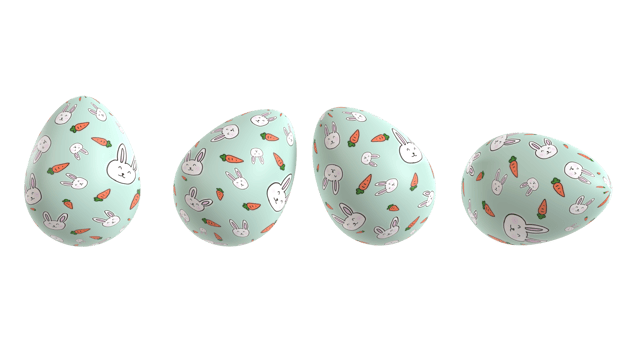 Easter eggs on isolated background. 3D render. png