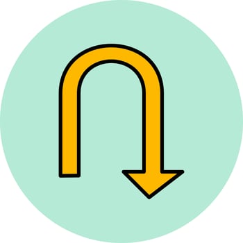 U Turn Vector Icon