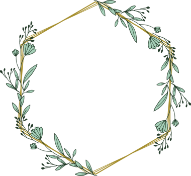 Gold Hexagon frame minimalist floral wreath or hexagon floral frame png