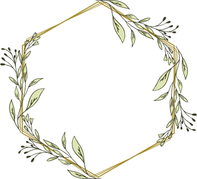 Gold Hexagon frame minimalist floral wreath or hexagon floral frame png