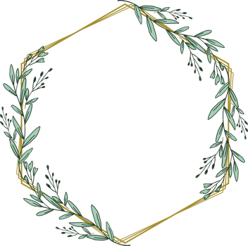 Gold Hexagon frame minimalist floral wreath or hexagon floral frame png