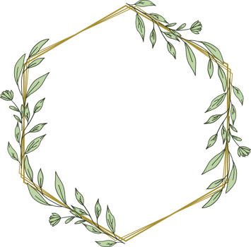 Gold Hexagon frame minimalist floral wreath or hexagon floral frame png