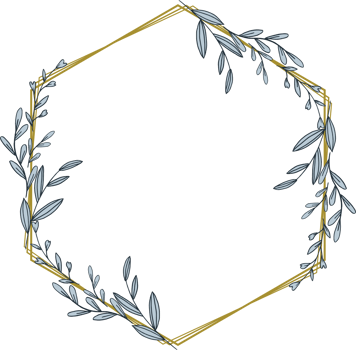 Gold Hexagon frame minimalist floral wreath or hexagon floral frame png
