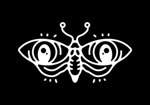 Black and white color of butterfly with big human eyes tattoo vector