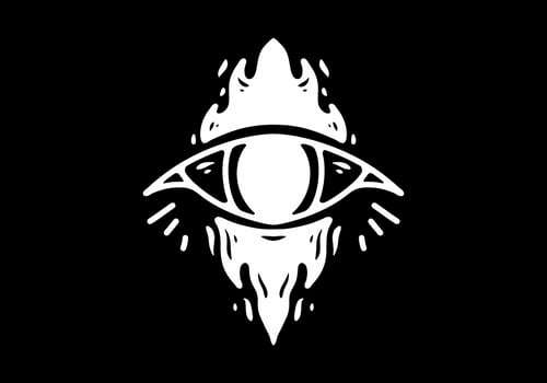 Black and white color of eyes and flames tattoo vector