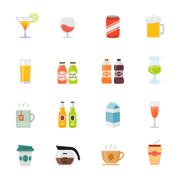 Beverage and drink color icon set png