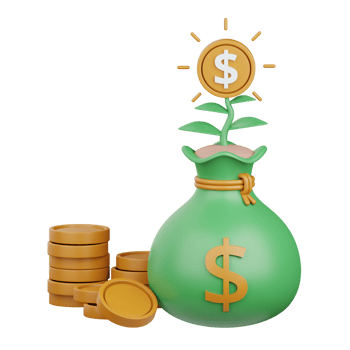 3d rendering money plant isolated useful for banking, currency, finance and global business design png