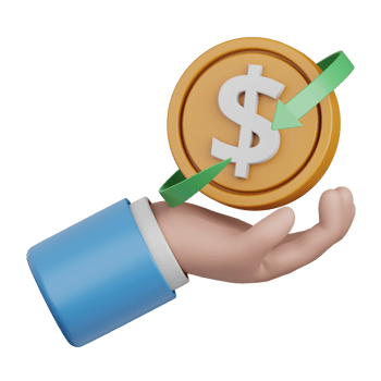 3d rendering money refund isolated useful for banking, currency, finance and global business design png