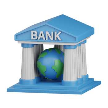 3d rendering world bank isolated useful for banking, currency, finance and global business design png