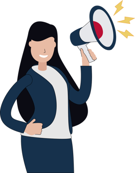 businesswoman holding megaphone. flat design illustration businesswoman holding megaphone png