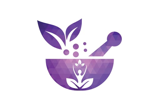 Low Poly Medical health care center Ayurvedic logo design, Vector illustration