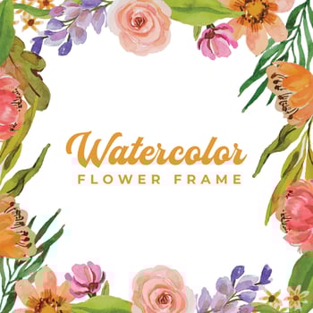 watercolor flower frame template vector