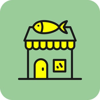 Fish Shop Vector Icon Design