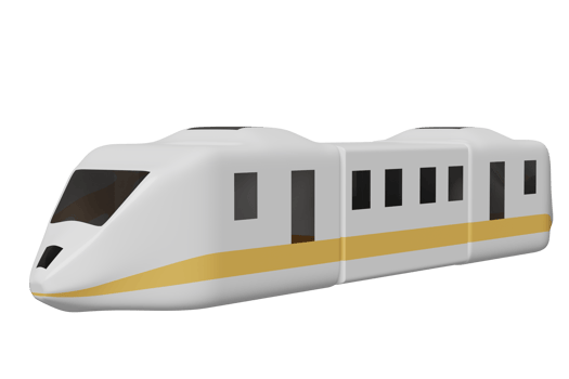 3d bullet train cartoon, sky train transport toy, summer travel service, planning traveler tourism train isolated. 3d render illustration png