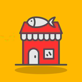 Fish Shop Vector Icon Design