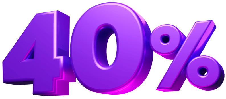 3d render 40 percent icon sign symbol promotion sales discount element illustration png
