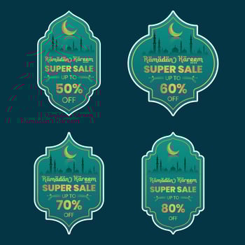 Ramadan sale tag set vector. Ramadan offer tag, super sale tag vector